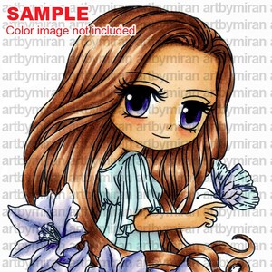 Digital Stamp Sophia 277, Digi Stamp, Coloring Page, Anime Printable Line art for Card and Craft Supply image 1