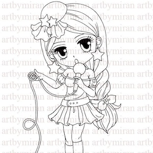 Digital Stamp-Pop Star Suzy119, Digi Stamp, Printable Line art for Card and Craft Supply image 1