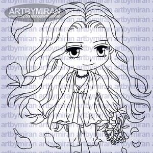 Digital Stamp Gentle Astrid 272, Digi Stamp, Printable Line art for Card and Craft Supply image 1