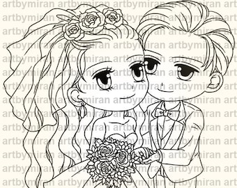 Wedding Digital Stamp - Wedding Day(#359), Digi Stamp,  Printable Line art for Card and Craft Supply, Love