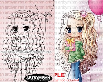 Digi Stamp Birthday - Celebrating Your Day(#228), Printable Cute Digital Stamp, Instant Download, DIY Crafting, Scrapbooking, Card Making