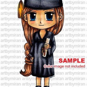 Graduation Digital Stamp Graduating Kim199, Digi Stamp, Printable Line art for Card and Craft Supply image 2