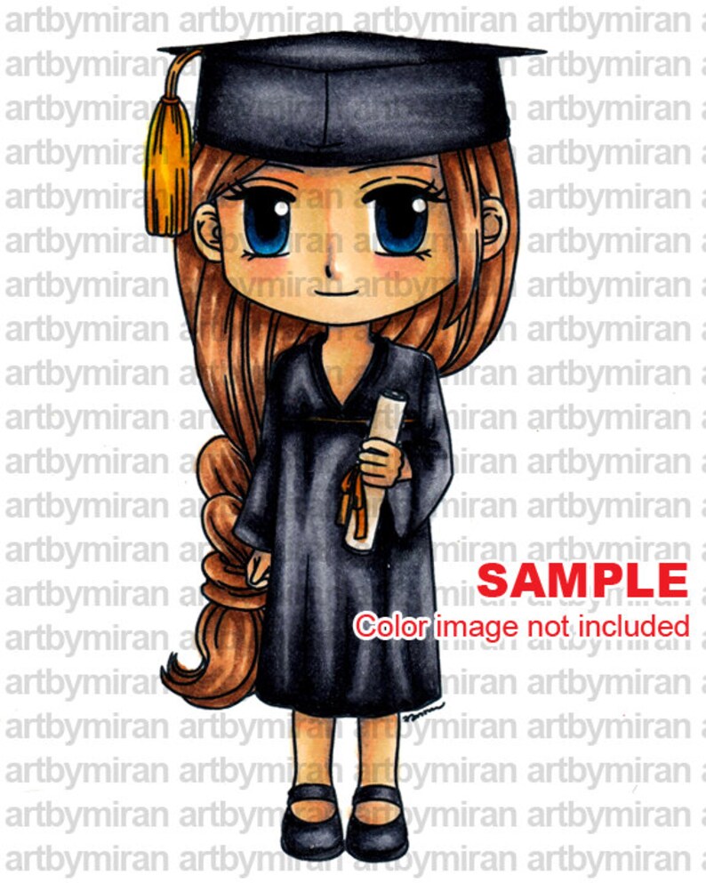 Graduation Digital Stamp Graduating Kim199, Digi Stamp, Printable Line art for Card and Craft Supply image 2