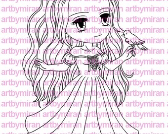 Digital Stamp - Lovely Irene(#173), Digi Stamp,  Printable Line art for Card and Craft Supply, Birthday, Spring