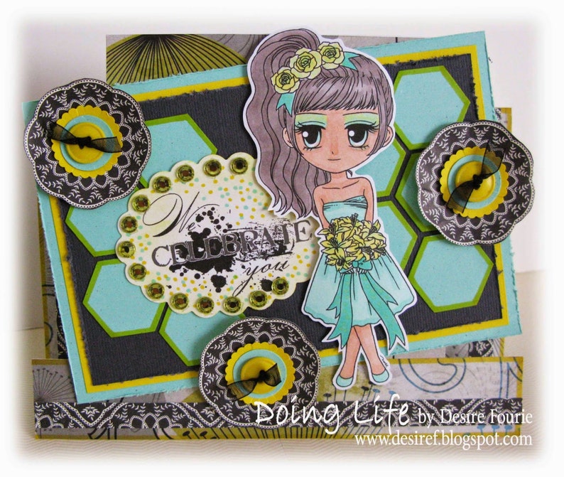 Digital Stamp-Flower Girl Vanessa85, Digi Stamp, Printable Line art for Card and Craft Supply image 3