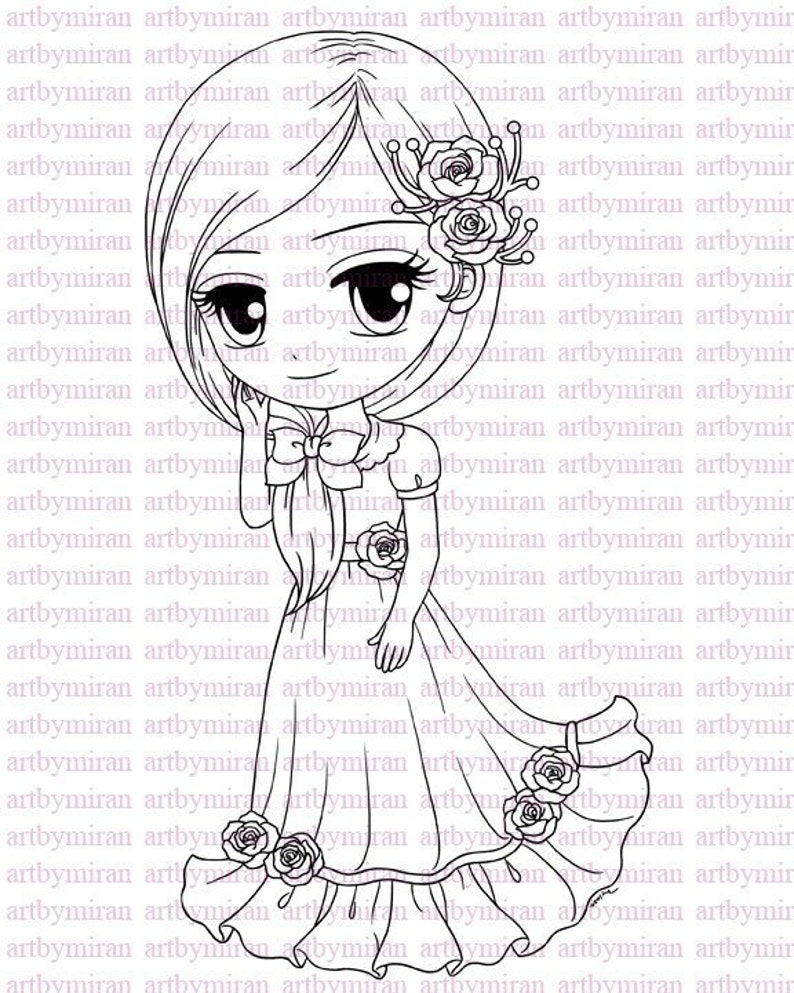 Digital Stamp-Rosalie76, Digi Stamp, Printable Line art for Card and Craft Supply image 1