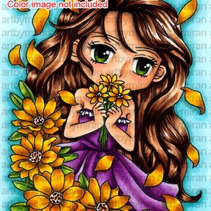 Digital Stamp Maisie 282, Coloring Page, Digi Stamp, Anime, Printable Line art for Card and Craft Supply image 2