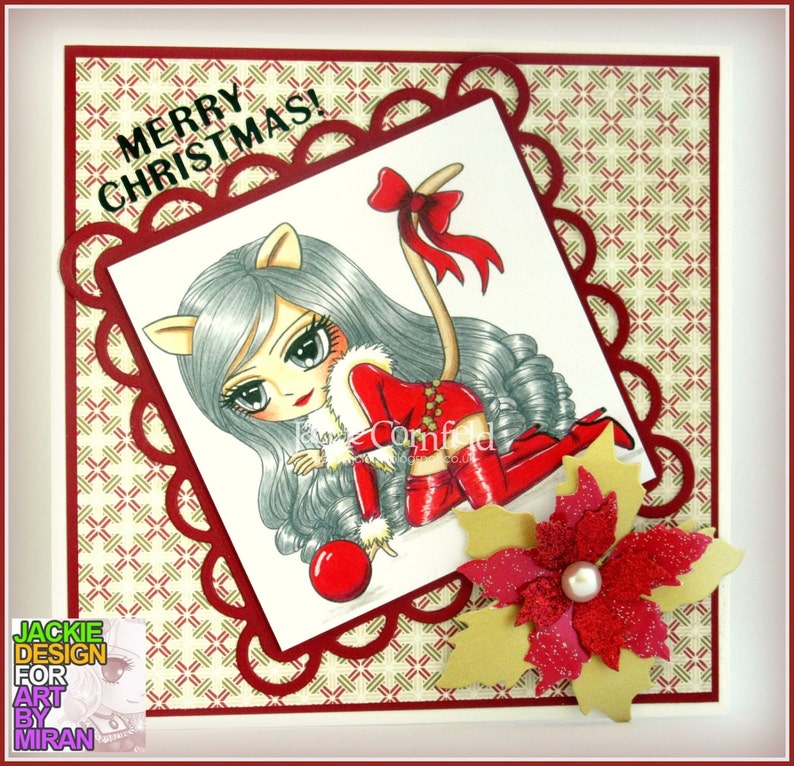 Digital Digi Stamp-Miss Kitty12, Instant Download Coloring Page, Anime, kawaii Chibi, Line art for Card making, art by miran image 4