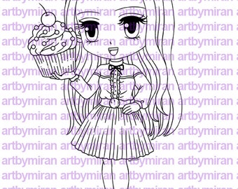 Timbre numérique - Babycakes, Digi Stamp, Printable Line art for Card and Craft Supply