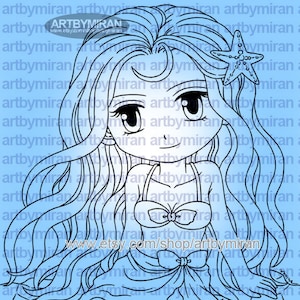 Summer Digital Stamp - Mia(#218), Digi Stamp,  Printable Line art for Card and Craft Supply