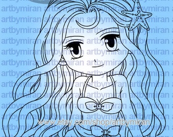 Summer Digital Stamp - Mia(#218), Digi Stamp,  Printable Line art for Card and Craft Supply