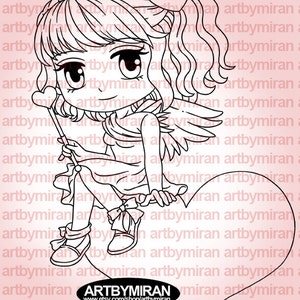 Valentine Digital Stamp Angelica, Love image 2