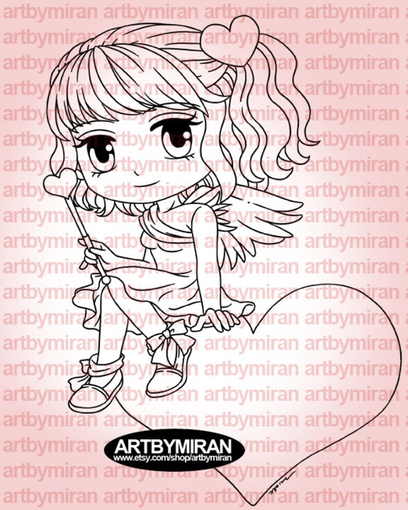 Valentine Digital Stamp Angelica, Love image 2