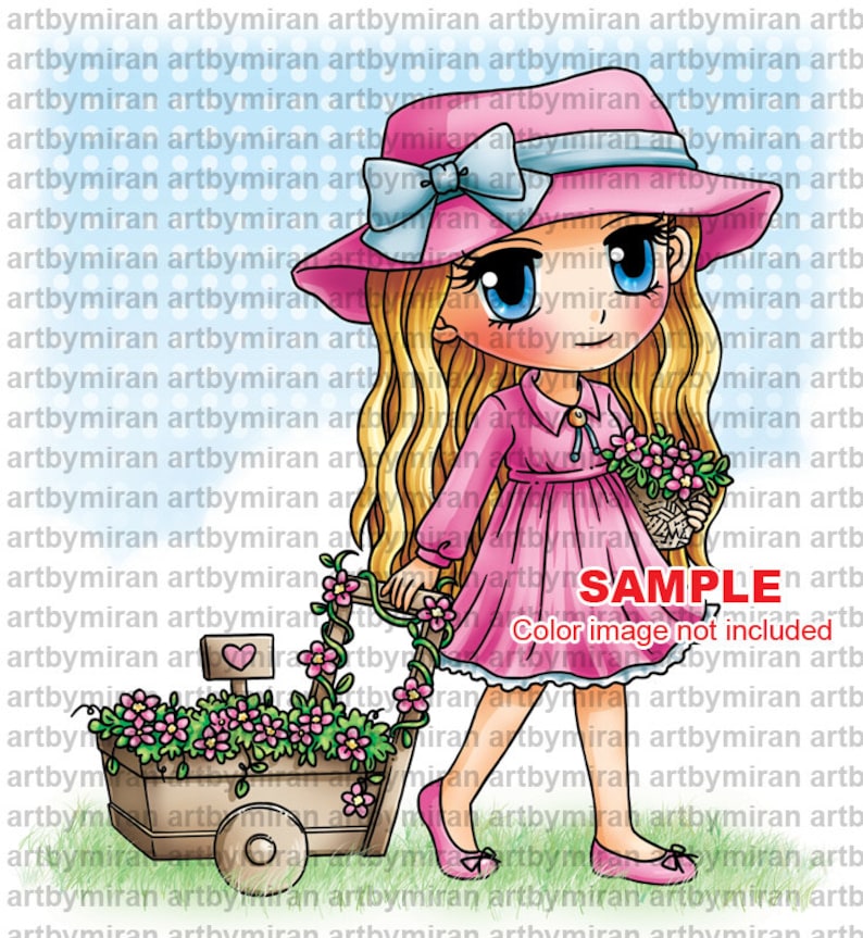 Digital Stamp Springtime Shavannah338, Digi Stamp, Printable Line art for Card and Craft Supply image 2