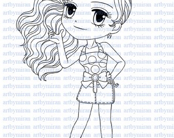 Digital Stamp-Hey You(#41), Digi Stamp,  Printable Line art for Card and Craft Supply, Art by Mi Ran Jung