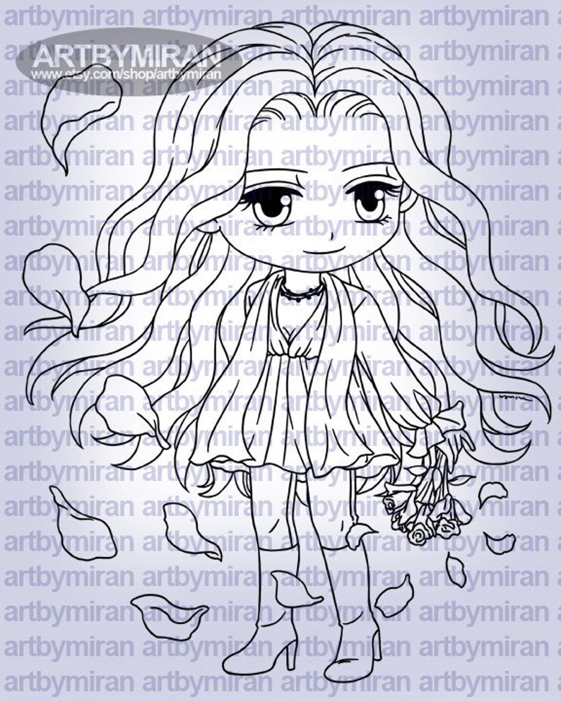 Digital Stamp Gentle Astrid 272, Digi Stamp, Printable Line art for Card and Craft Supply image 1