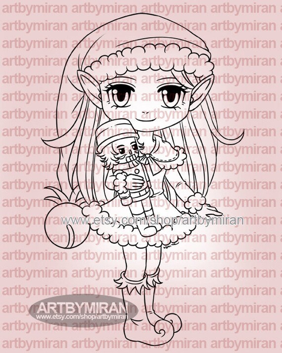 Download Christmas Elf Digital Stamp Ellette 324 Elf Winter Etsy