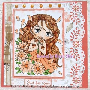 Digital Stamp Maisie 282, Coloring Page, Digi Stamp, Anime, Printable Line art for Card and Craft Supply image 4