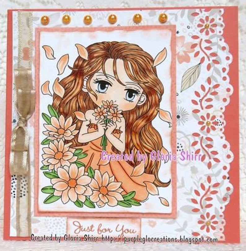 Digital Stamp Maisie 282, Coloring Page, Digi Stamp, Anime, Printable Line art for Card and Craft Supply image 4