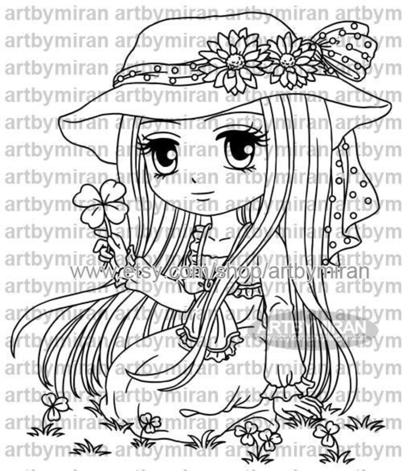 Digital Stamp Sally Mae349, Digi Stamp, Printable Line art for Card and Craft Supply, Birthday, Spring, Thank you image 1