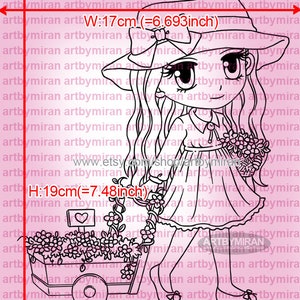 Digital Stamp Springtime Shavannah338, Digi Stamp, Printable Line art for Card and Craft Supply image 3