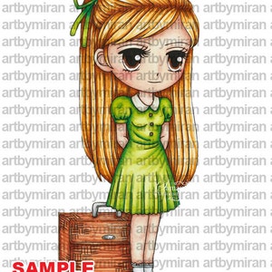 Digital Stamp-Traveling Torrie118, Digi Stamp, Printable Line art for Card and Craft Supply image 2