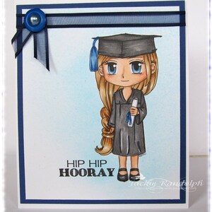 Graduation Digital Stamp Graduating Kim199, Digi Stamp, Printable Line art for Card and Craft Supply image 5