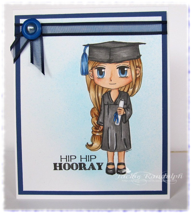 Graduation Digital Stamp Graduating Kim199, Digi Stamp, Printable Line art for Card and Craft Supply image 5