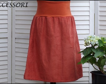 Balloon skirt corduroy skirt rust color cotton ladies skirt corduroy