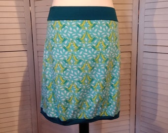 Balloon skirt jersey skirt summer skirt turquoise yellow hummingbird cotton jersey floral ladies skirt