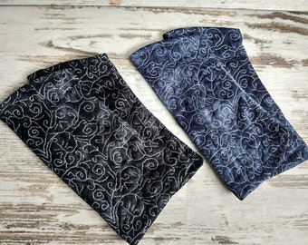 Arm warmers, hand warmers, blue or grey in batik look, wrist warmers, hand warmers
