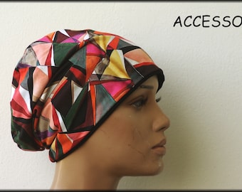 Beanie hat double hat reversible hat colorful black viscose jersey cotton jersey