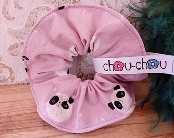 Scrunchie Haargummi Baumwolle rosa Panda Zopfgummi Haarschmuck