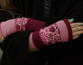 Stulpen Armstulpen Handstulpen Wendestulpen Sommerstulpen rosa fuchsia gepunktet geblümt Patchwork Baumwolle Pulswärmer Handwärmer