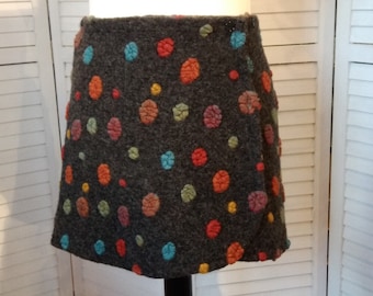 Wrap skirt wool skirt short skirt kidney warmer grey blue turquoise dotted mini skirt wool warm