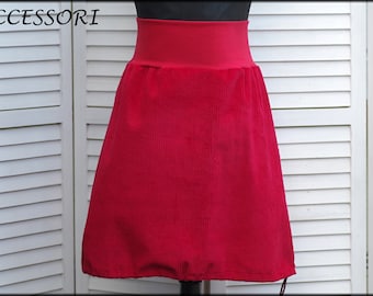 Balloon skirt corduroy skirt red cotton women's skirt corduroy