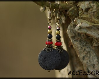 Earrings with lava beads