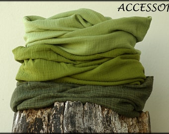 Loop scarf wrap scarf muslin olive green cotton necklace