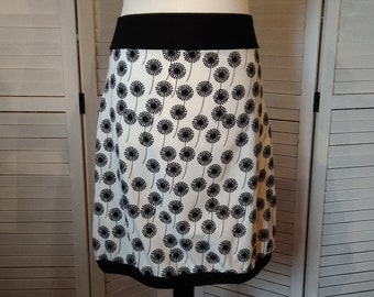 Balloon skirt jersey skirt summer skirt black white with puffflowers cotton jersey floral ladies skirt