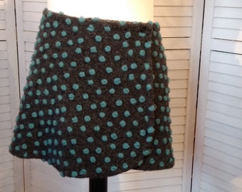 Wrap skirt wool skirt short skirt kidney warmer gray blue turquoise dotted mini skirt wool warm
