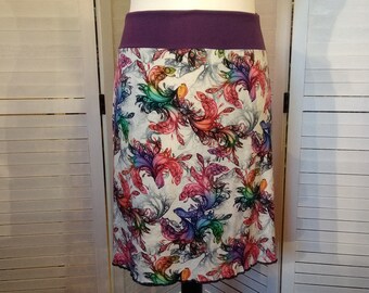 Jersey skirt summer skirt Viskosejersey white violet flowered women's skirt A - shape