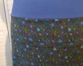 Balloon skirt jersey skirt summer skirt gray with stars green blue cotton jersey floral women's skirt