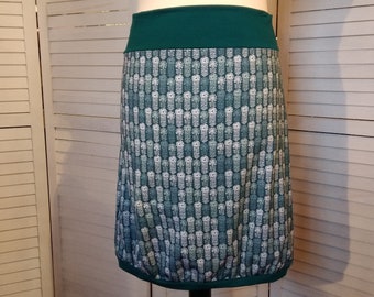 Balloon skirt jersey skirt summer skirt mint green white floral cotton jersey floral ladies skirt