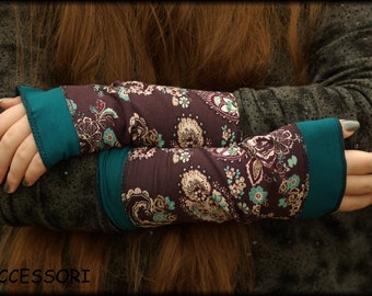 Arm Tulips Hand Tulips Hand cube cotton jersey summer Tulips Blogs purple Petrol violet white Paisley Pulse warmer hand warmer