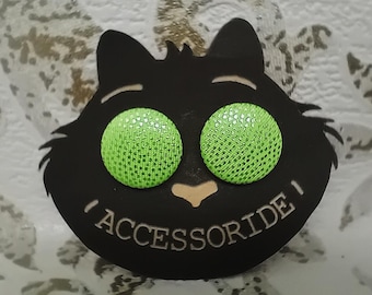 Ohrstecker Edelstahl grün Stoff bezogene Knöpfe Original Ohrschmuck Geschenk