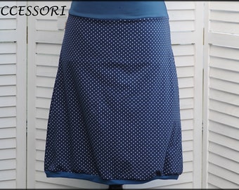 Balloon skirt jersey skirt summer skirt dark blue white dotted cotton jersey women's skirt