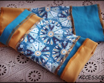 Tulips Arm Tulips hand warmer Cotton summer Tulips turn tugs Pulse warmer blue mustard Patchwork glowing
