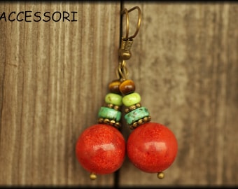 Coral, turquoise, tiger eye