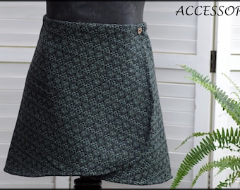 Wrap skirt wool skirt short skirt kidney warmer mint green black mini skirt wool warm