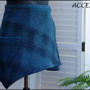 Wrap skirt wool skirt short skirt blue light checked wool kidney warmer mini skirt warm image 2